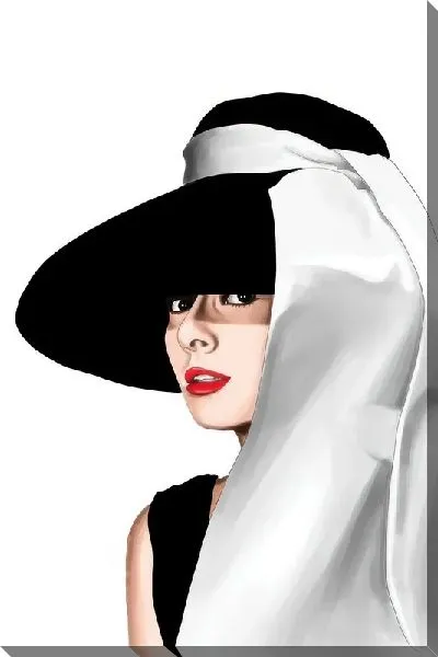 Постер Одри Хепбёрн в черной шляпе