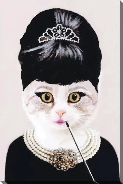 Картина маслом Кошка в образе Одри Хепбёрн