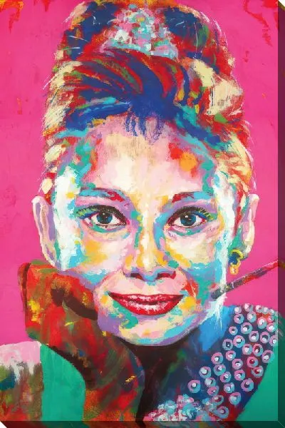 Картина маслом Одри Хепбёрн в стиле мастихин №2