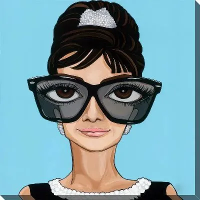 Картина маслом Карикатура на Одри Хепбёрн с очками