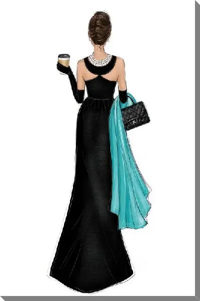 Картина маслом Одри Хепбёрн и кофе