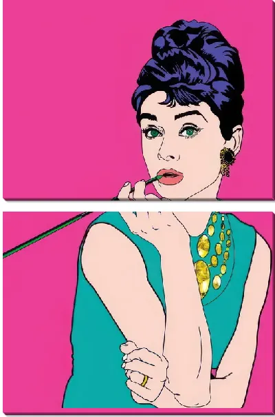 Модульная картина Одри Хепбёрн в стиле популярный арт