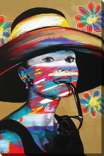 Постер Одри Хепбёрн в шляпе в стиле арт