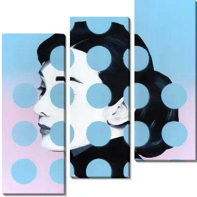 Модульная картина Портрет Одри Хепбёрн в стиле минимализм