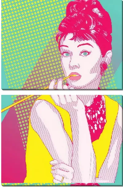 Модульная картина Одри Хепбёрн в стиле поп-арт №2