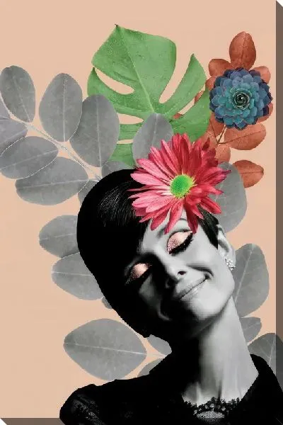 Картина маслом Одри Хепбёрн и ботаника