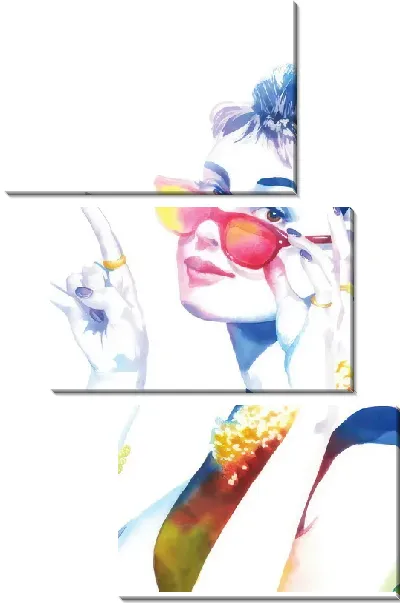 Модульная картина Одри Хепбёрн в очках в стиле арт