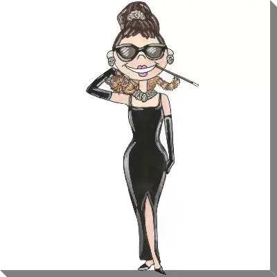 Постер Одри Хепбёрн - карикатура в очках №2