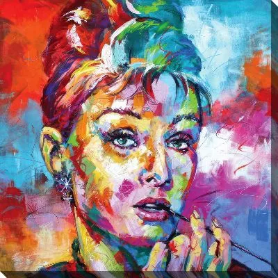 Картина маслом Одри Хепбёрн - портрет в стиле мастихин №2