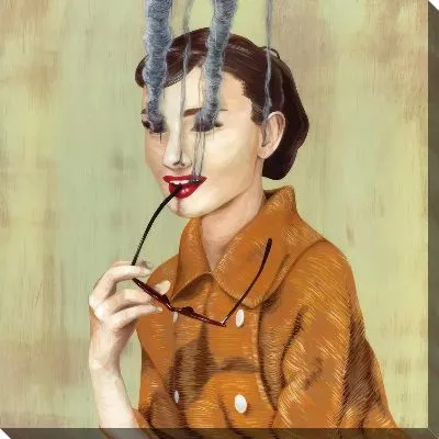 Картина маслом Одри Хепбёрн и дым