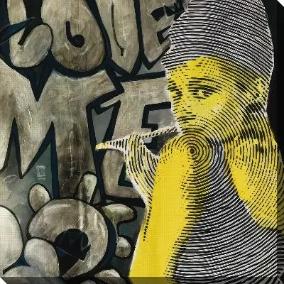 Картина маслом Одри Хепбёрн на фоне надписи