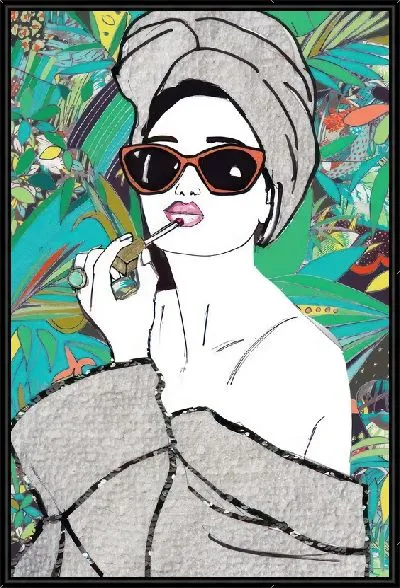 Картина Одри Хепбёрн красит губы