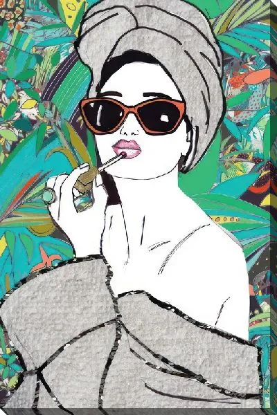 Картина маслом Одри Хепбёрн красит губы