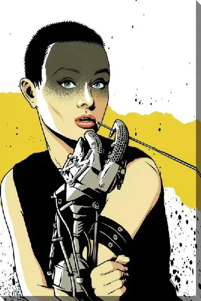 Картина маслом Одри Хепбёрн в образе киборга