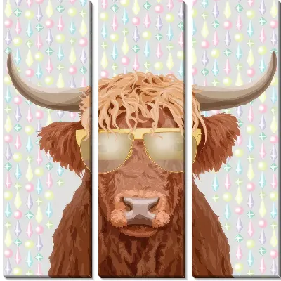 Модульная картина Бык в очках