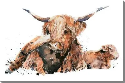 Картина маслом Быки в движении