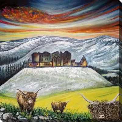 Картина маслом Быки на пастбище