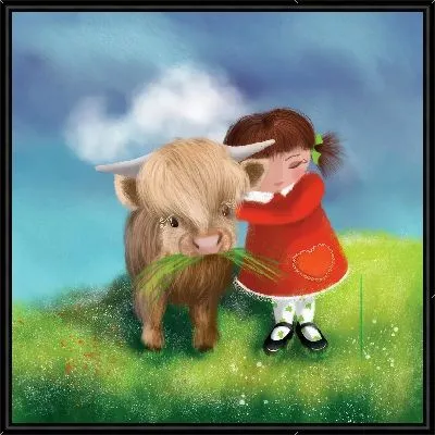 Картина Бычок и девочка