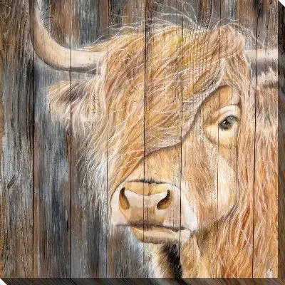 Картина маслом Бык на досках