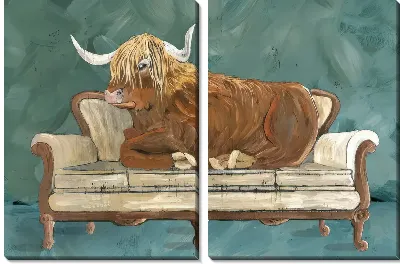 Модульная картина Бык на диване