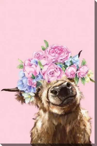 Картина маслом Бык с цветами