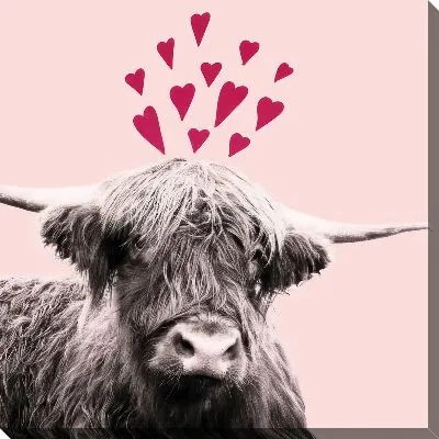 Картина маслом Бык и сердечки