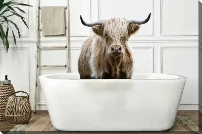 Картина маслом Бык в ванной №4
