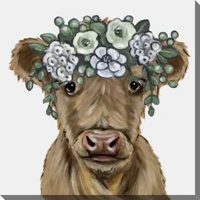 Картина маслом Бык с цветами №5