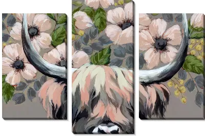 Модульная картина Рога быка и цветы