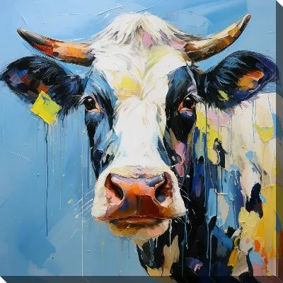 Картина маслом Корова в стиле мастихин №3