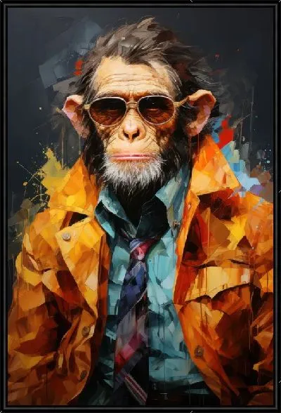 Картина Портрет обезьяны в очках и желтой куртке