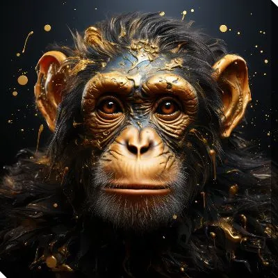 Картина маслом Портрет обезьяны крупным планом