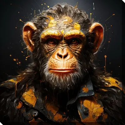 Картина маслом Портрет обезьяны крупным планом №2