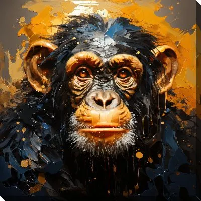 Картина маслом Обезьяна в стиле мастихин №4