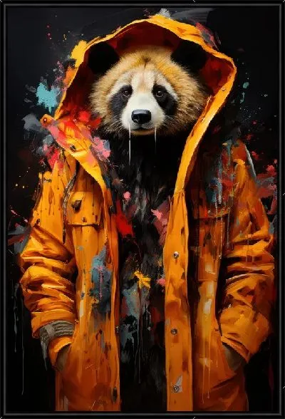 Картина Панда в желтой куртке