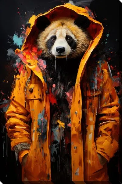 Постер Панда в желтой куртке