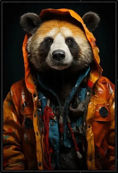 Картина Панда в куртке с капюшоном