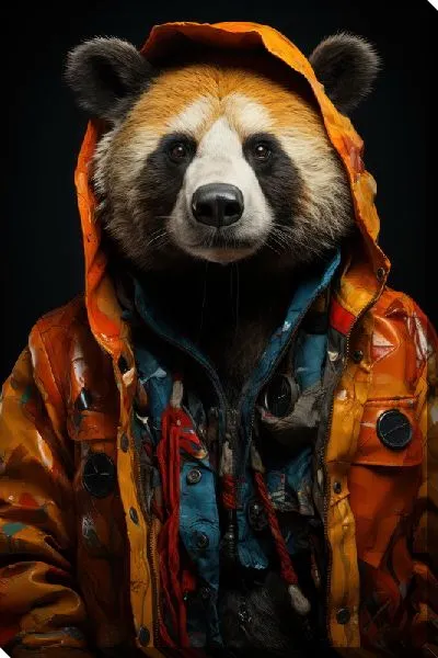 Постер Панда в куртке с капюшоном
