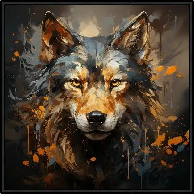 Картина Волк в стиле мастихин