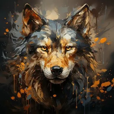 Плакат Волк в стиле мастихин