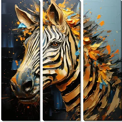 Модульная картина Зебра в стиле мастихин №4