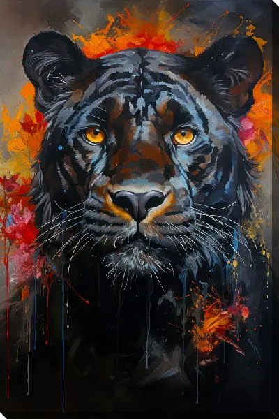 Картина маслом Пантера в стиле мастихин №2