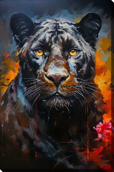 Картина маслом Пантера в стиле мастихин №3