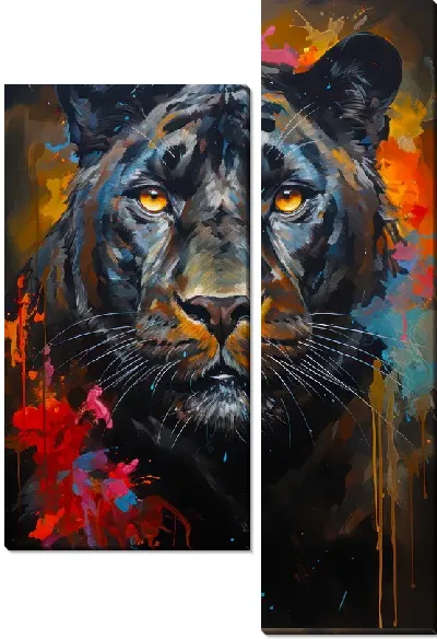 Модульная картина Пантера в стиле мастихин №4