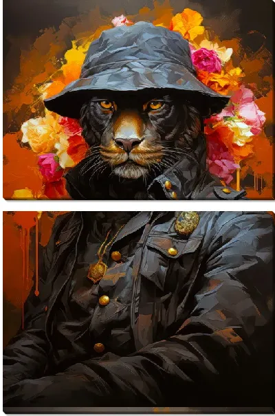 Модульная картина Пантера в одежде