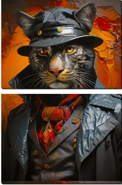 Модульная картина Пантера в одежде №2