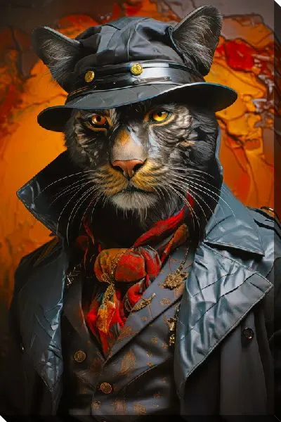 Картина маслом Пантера в одежде №2