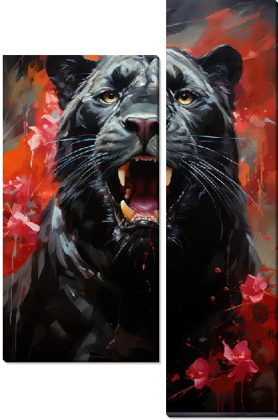 Модульная картина Пантера в стиле мастихин №9