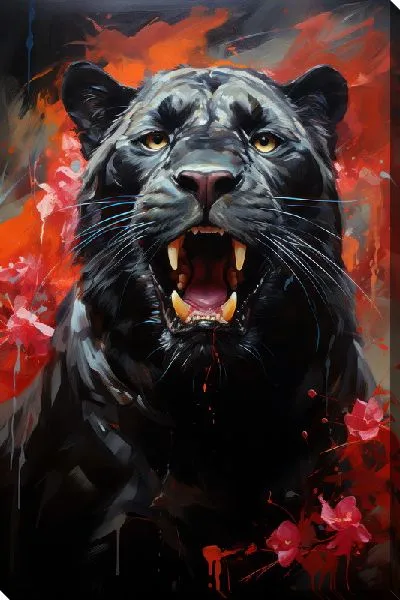 Картина маслом Пантера в стиле мастихин №9