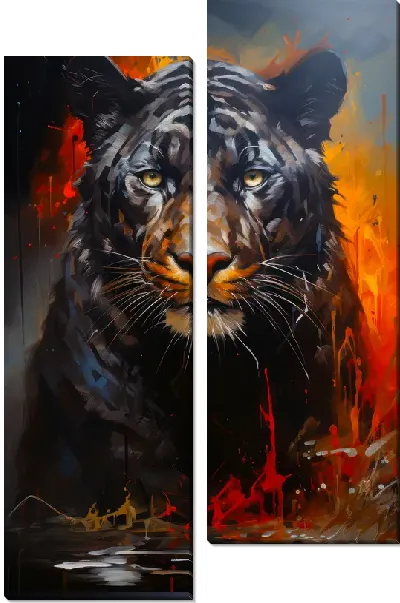 Модульная картина Пантера в стиле мастихин №10